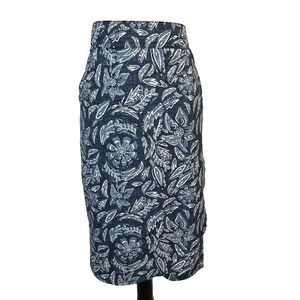 Rustica Rip Skirt Hawaii Women's size XL Blue White Floral Wrap Beach Cover Up